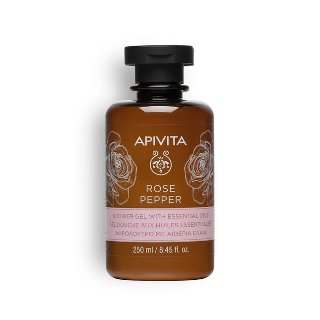 Apivita | Gel Doccia Rinfrescante con Oli Essenziali Rose & Pepper