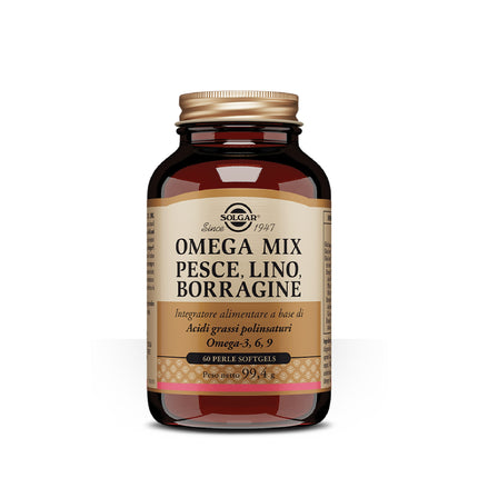 Solgar | Omega Mix – Integratore di Omega-3, 6 e 9 da pesce, lino e borragine