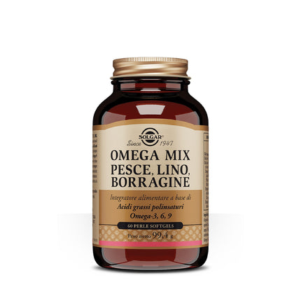 Solgar | Omega Mix – Integratore di Omega-3, 6 e 9 da pesce, lino e borragine